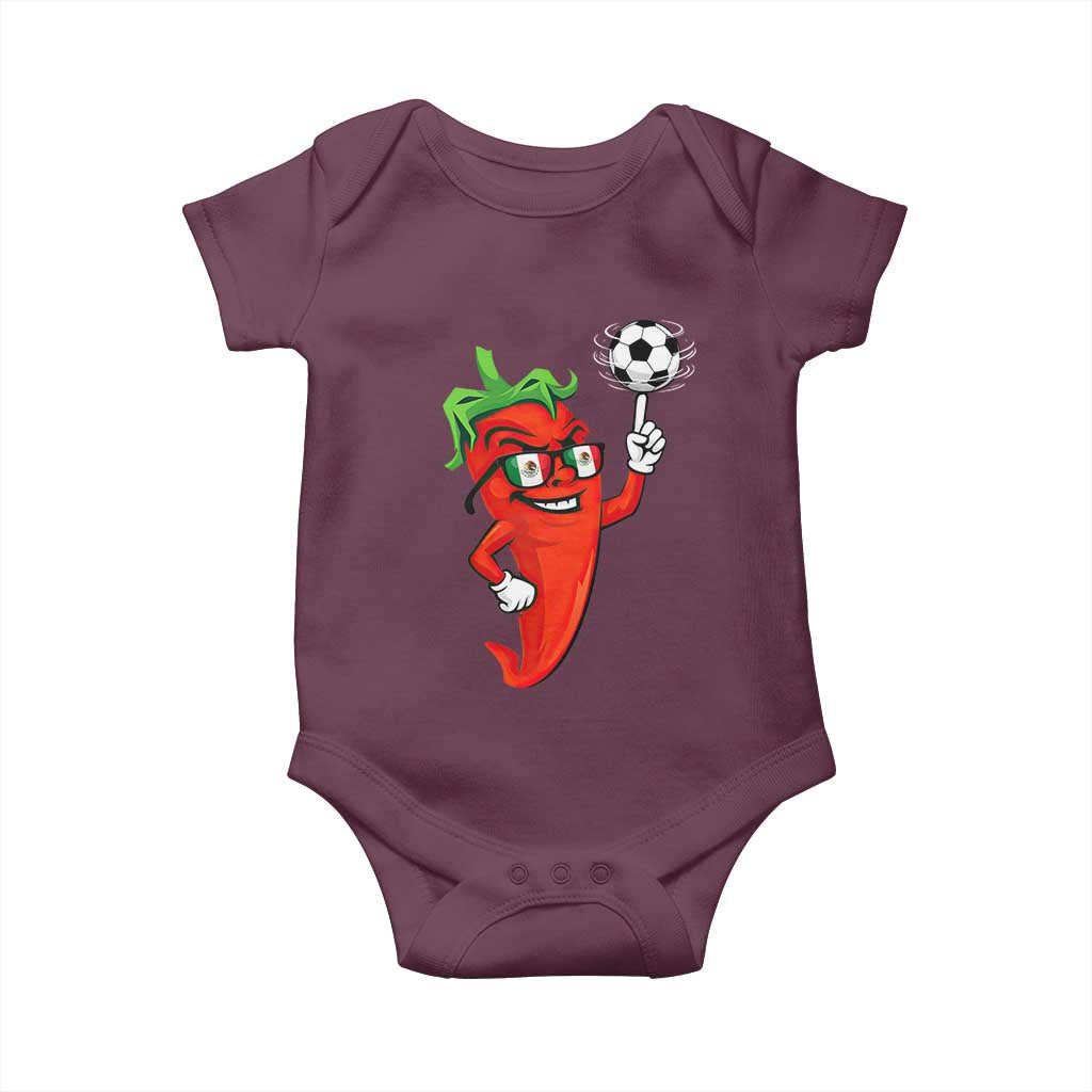 Cool Chili Pepper Soccer Player Baby Onesie Mexican Spicy Food Lover