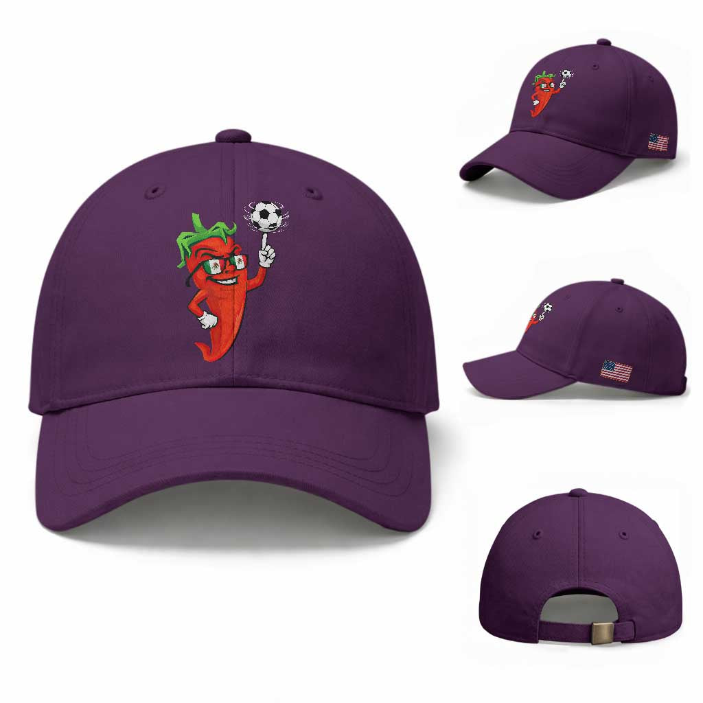 Cool Chili Pepper Soccer Player Baseball Cap Mexican Spicy Food Lover
