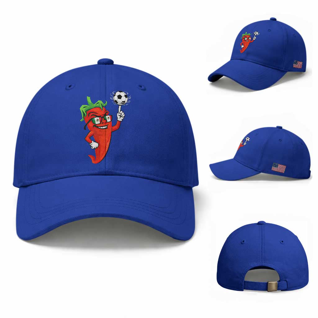 Cool Chili Pepper Soccer Player Baseball Cap Mexican Spicy Food Lover