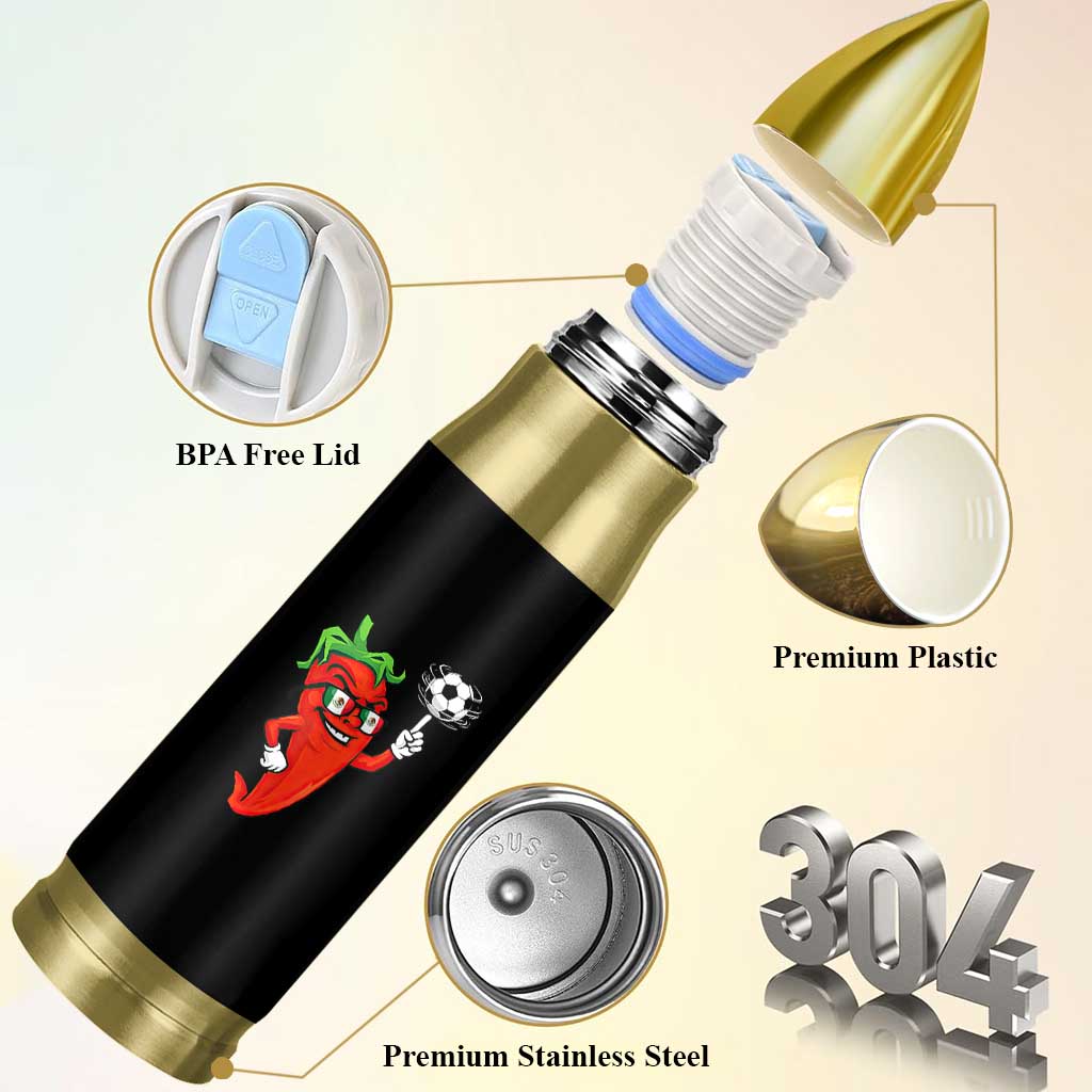 Cool Chili Pepper Soccer Player Bullet Tumbler Mexican Spicy Food Lover