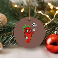 Cool Chili Pepper Soccer Player Ceramic Ornament Mexican Spicy Food Lover