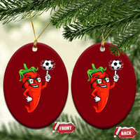 Cool Chili Pepper Soccer Player Ceramic Ornament Mexican Spicy Food Lover
