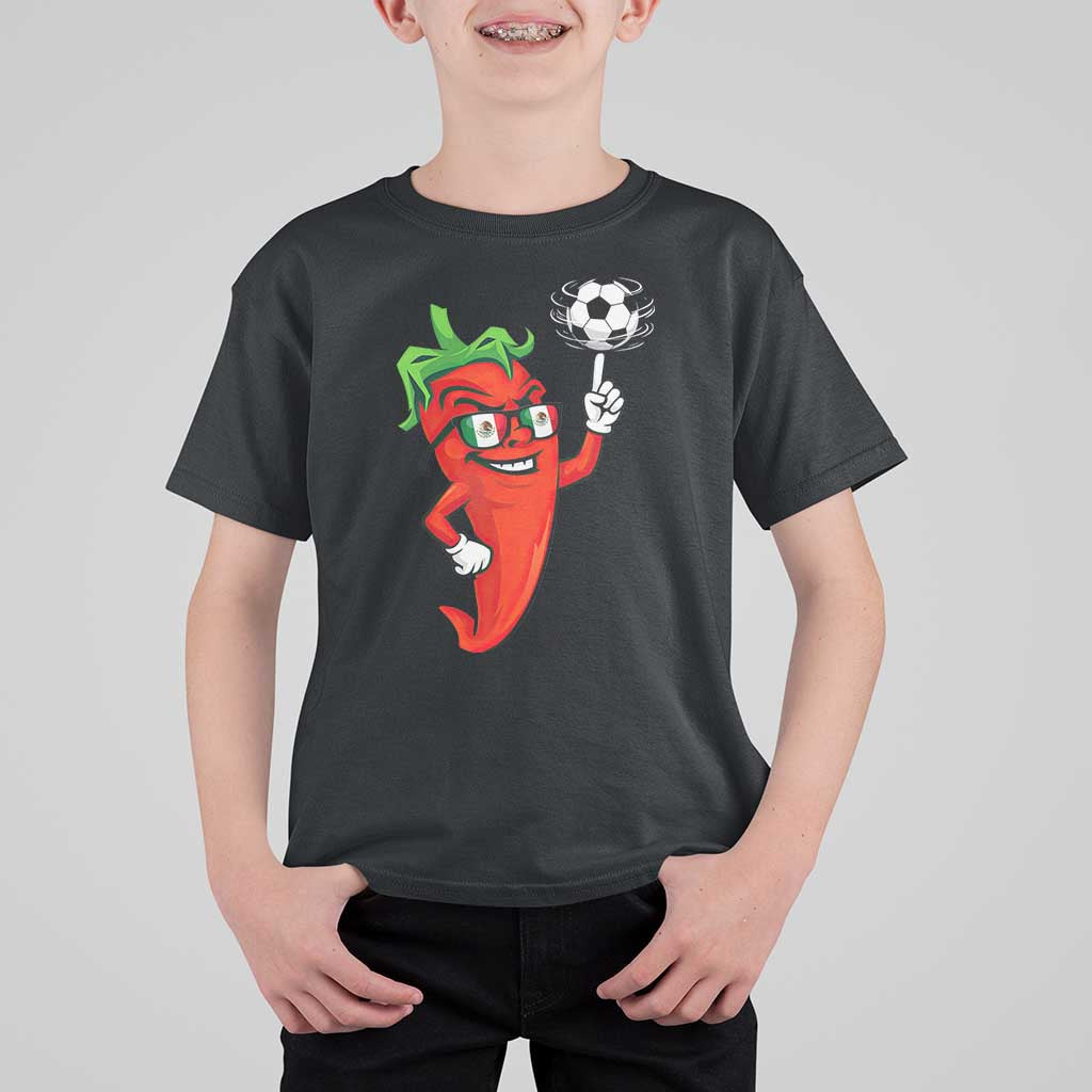 Cool Chili Pepper Soccer Player T Shirt For Kid Mexican Spicy Food Lover