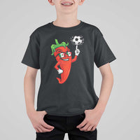 Cool Chili Pepper Soccer Player T Shirt For Kid Mexican Spicy Food Lover