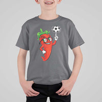 Cool Chili Pepper Soccer Player T Shirt For Kid Mexican Spicy Food Lover