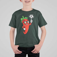 Cool Chili Pepper Soccer Player T Shirt For Kid Mexican Spicy Food Lover