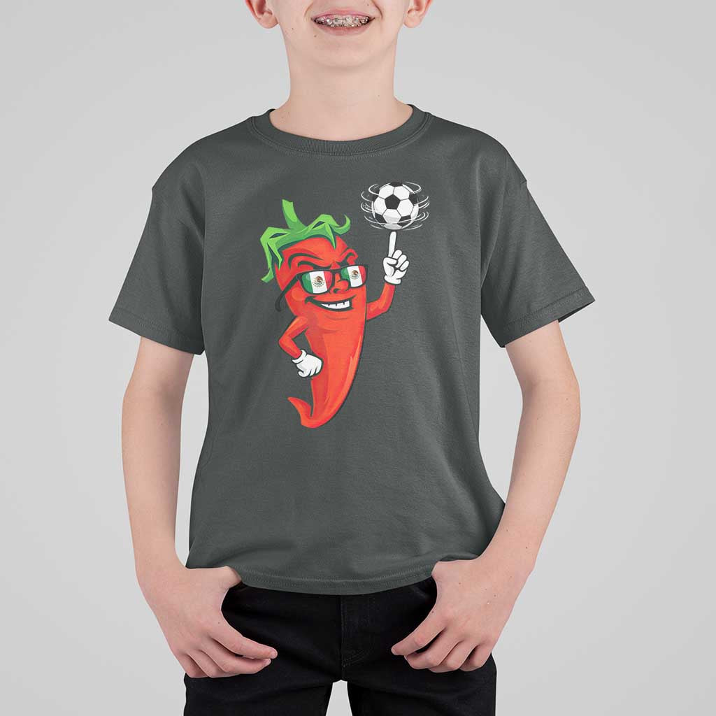 Cool Chili Pepper Soccer Player T Shirt For Kid Mexican Spicy Food Lover