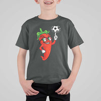 Cool Chili Pepper Soccer Player T Shirt For Kid Mexican Spicy Food Lover