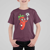 Cool Chili Pepper Soccer Player T Shirt For Kid Mexican Spicy Food Lover