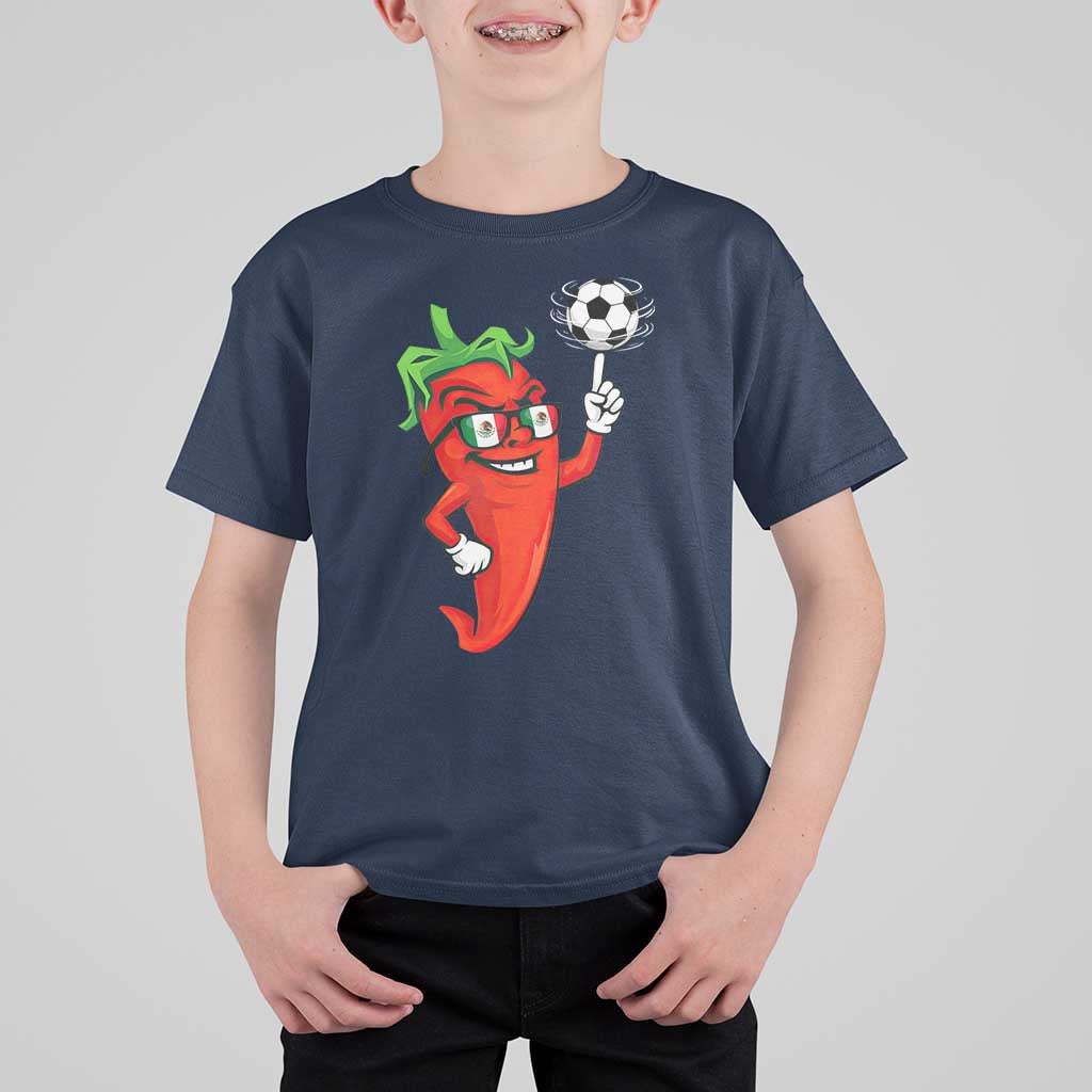 Cool Chili Pepper Soccer Player T Shirt For Kid Mexican Spicy Food Lover