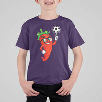 Cool Chili Pepper Soccer Player T Shirt For Kid Mexican Spicy Food Lover