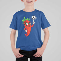 Cool Chili Pepper Soccer Player T Shirt For Kid Mexican Spicy Food Lover