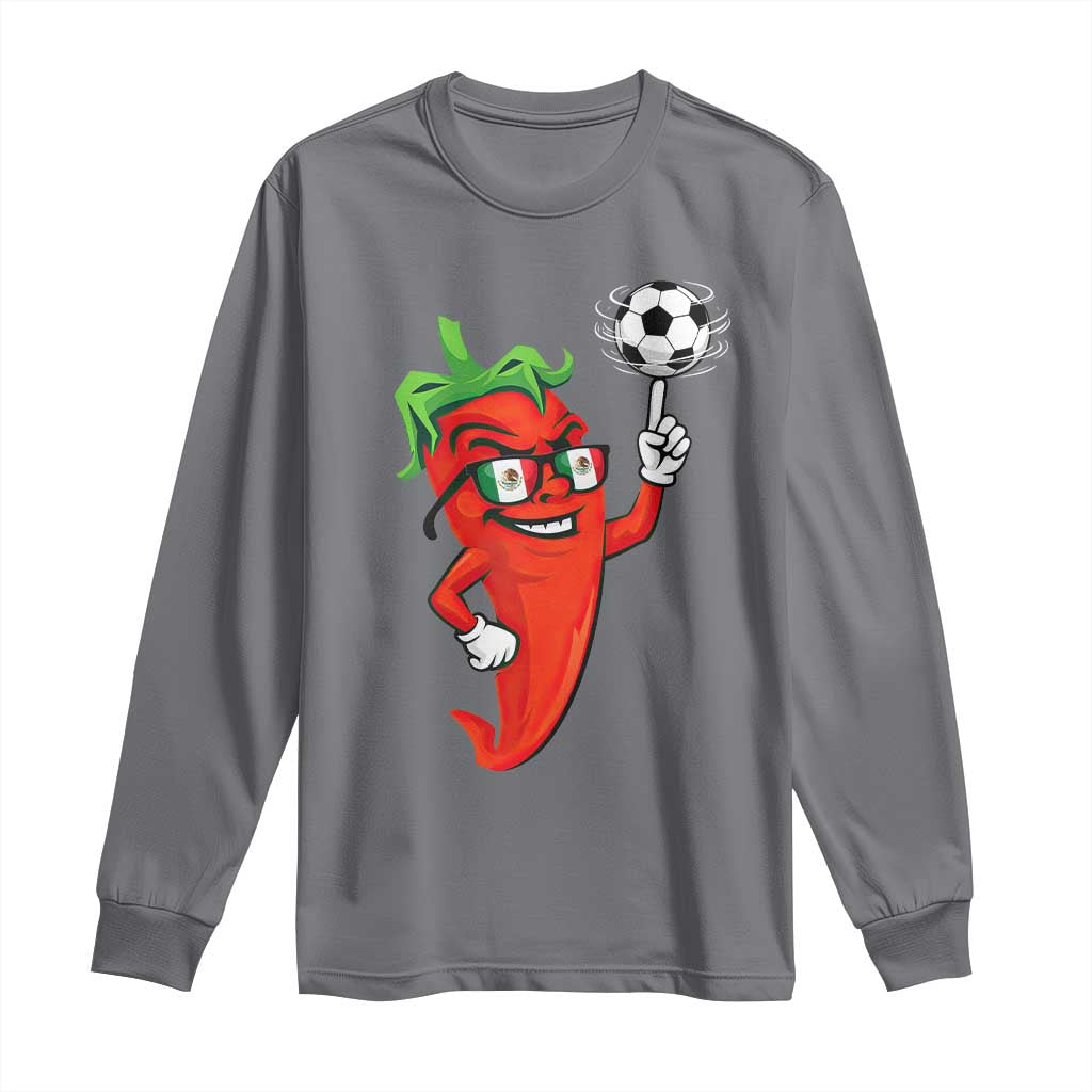 Cool Chili Pepper Soccer Player Long Sleeve Shirt Mexican Spicy Food Lover
