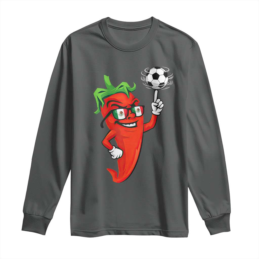 Cool Chili Pepper Soccer Player Long Sleeve Shirt Mexican Spicy Food Lover