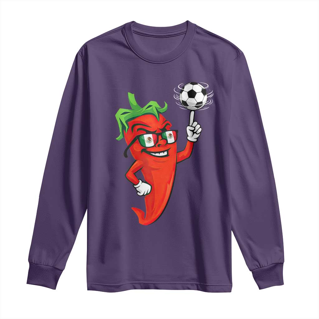 Cool Chili Pepper Soccer Player Long Sleeve Shirt Mexican Spicy Food Lover