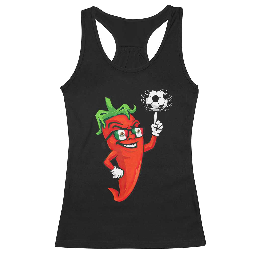 Cool Chili Pepper Soccer Player Racerback Tank Top Mexican Spicy Food Lover