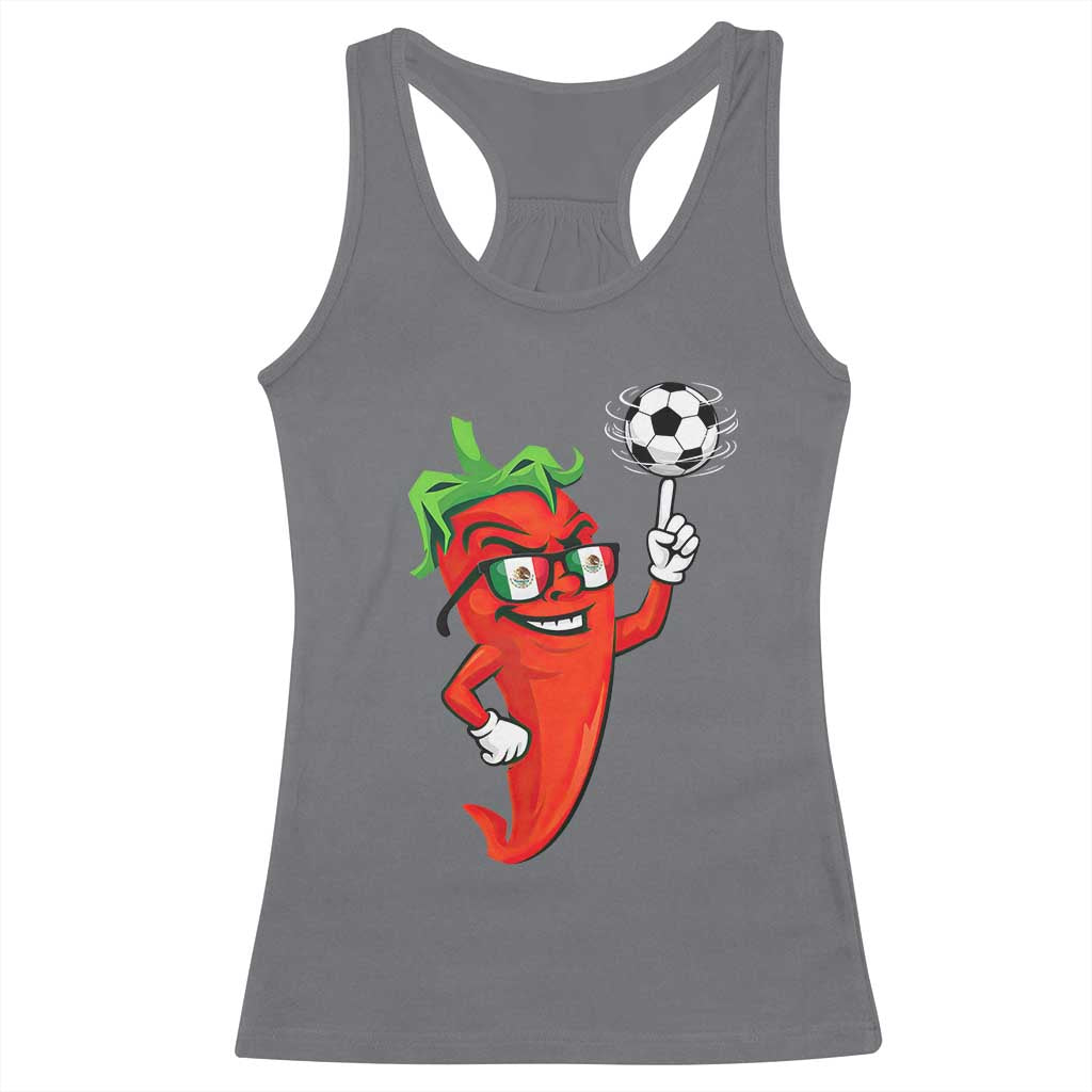 Cool Chili Pepper Soccer Player Racerback Tank Top Mexican Spicy Food Lover
