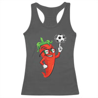 Cool Chili Pepper Soccer Player Racerback Tank Top Mexican Spicy Food Lover