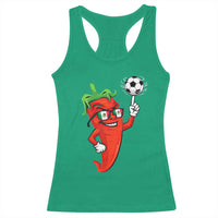 Cool Chili Pepper Soccer Player Racerback Tank Top Mexican Spicy Food Lover
