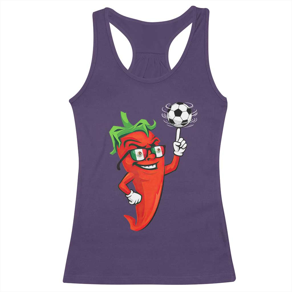 Cool Chili Pepper Soccer Player Racerback Tank Top Mexican Spicy Food Lover