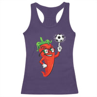 Cool Chili Pepper Soccer Player Racerback Tank Top Mexican Spicy Food Lover