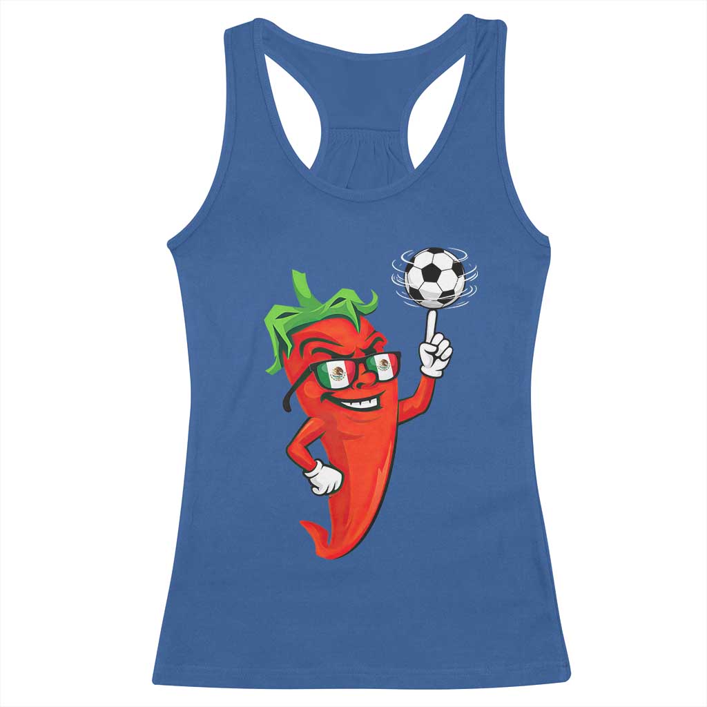Cool Chili Pepper Soccer Player Racerback Tank Top Mexican Spicy Food Lover
