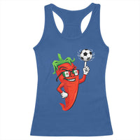 Cool Chili Pepper Soccer Player Racerback Tank Top Mexican Spicy Food Lover