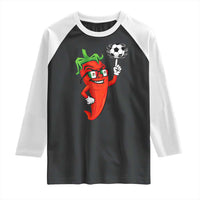 Cool Chili Pepper Soccer Player Raglan Shirt Mexican Spicy Food Lover