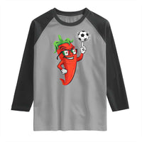 Cool Chili Pepper Soccer Player Raglan Shirt Mexican Spicy Food Lover