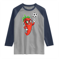 Cool Chili Pepper Soccer Player Raglan Shirt Mexican Spicy Food Lover