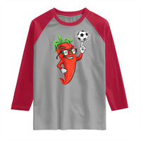 Cool Chili Pepper Soccer Player Raglan Shirt Mexican Spicy Food Lover