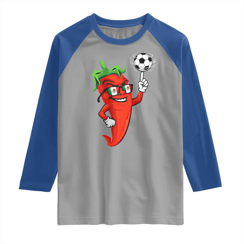 Cool Chili Pepper Soccer Player Raglan Shirt Mexican Spicy Food Lover