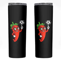 Cool Chili Pepper Soccer Player Skinny Tumbler Mexican Spicy Food Lover
