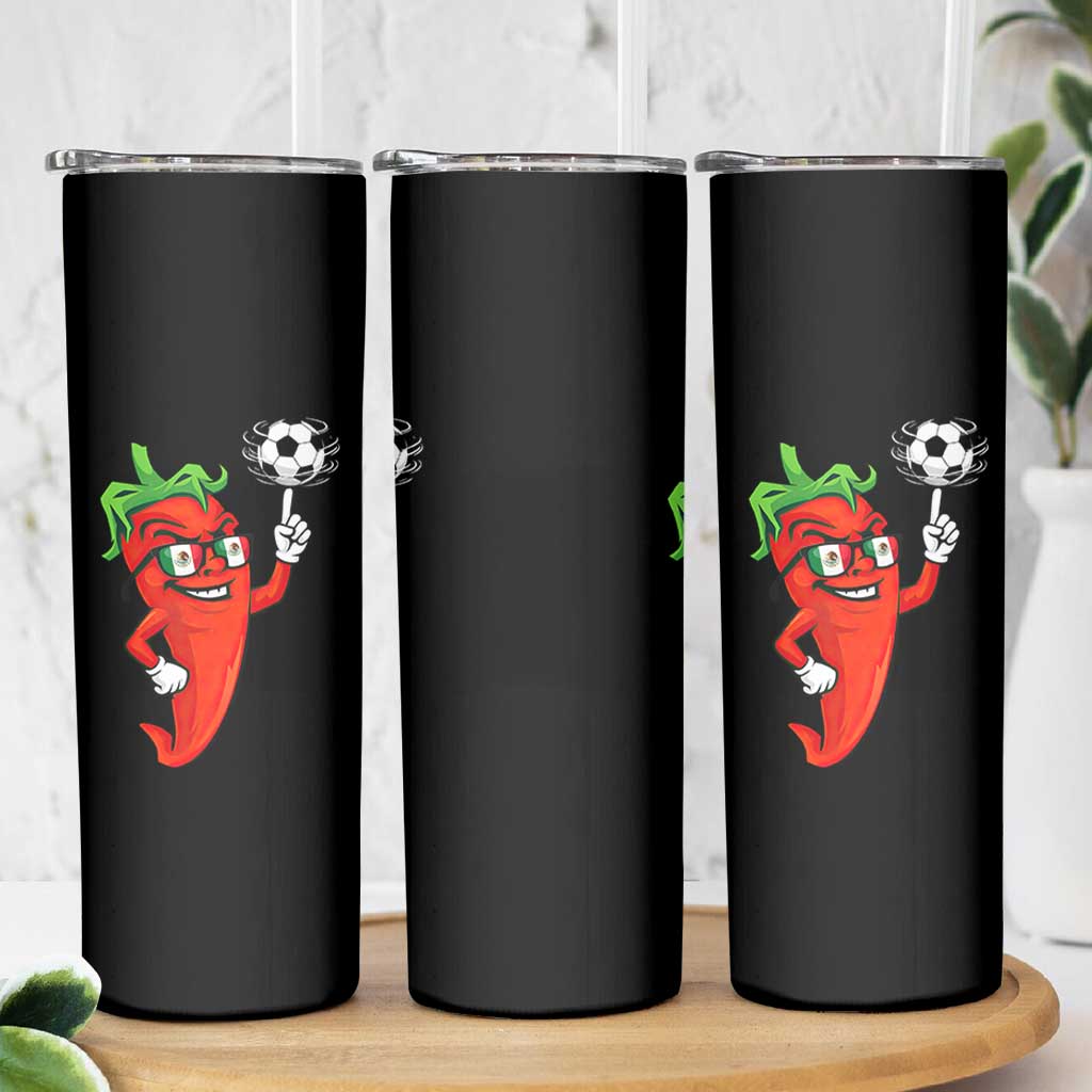 Cool Chili Pepper Soccer Player Skinny Tumbler Mexican Spicy Food Lover