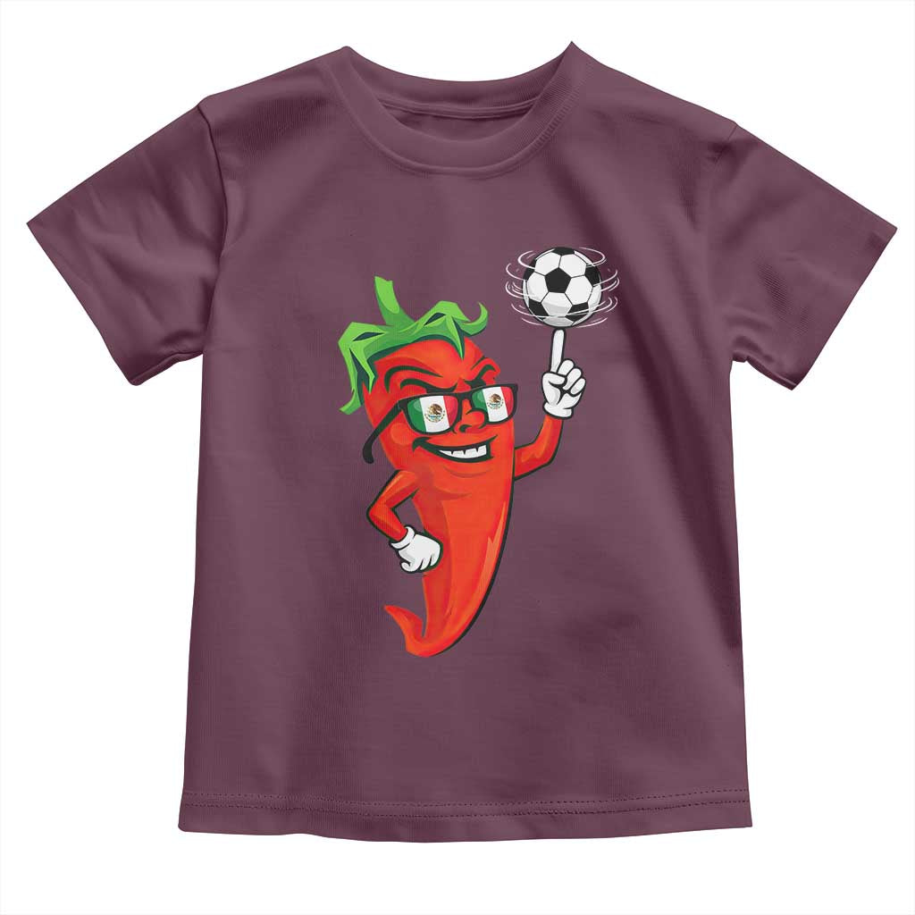 Cool Chili Pepper Soccer Player Toddler T Shirt Mexican Spicy Food Lover