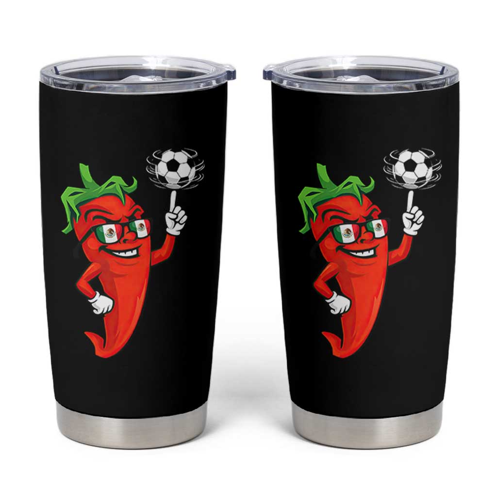 Cool Chili Pepper Soccer Player Tumbler Cup Mexican Spicy Food Lover