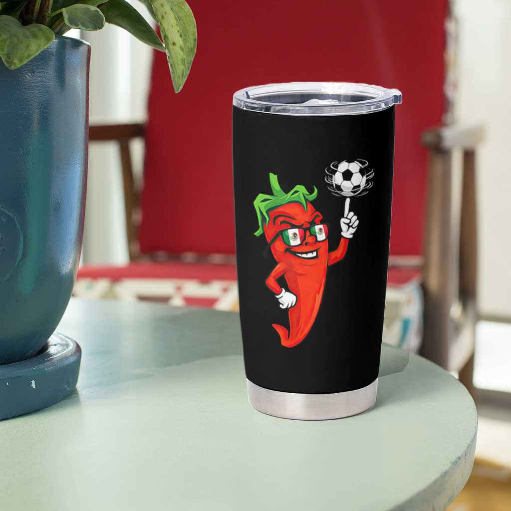 Cool Chili Pepper Soccer Player Tumbler Cup Mexican Spicy Food Lover