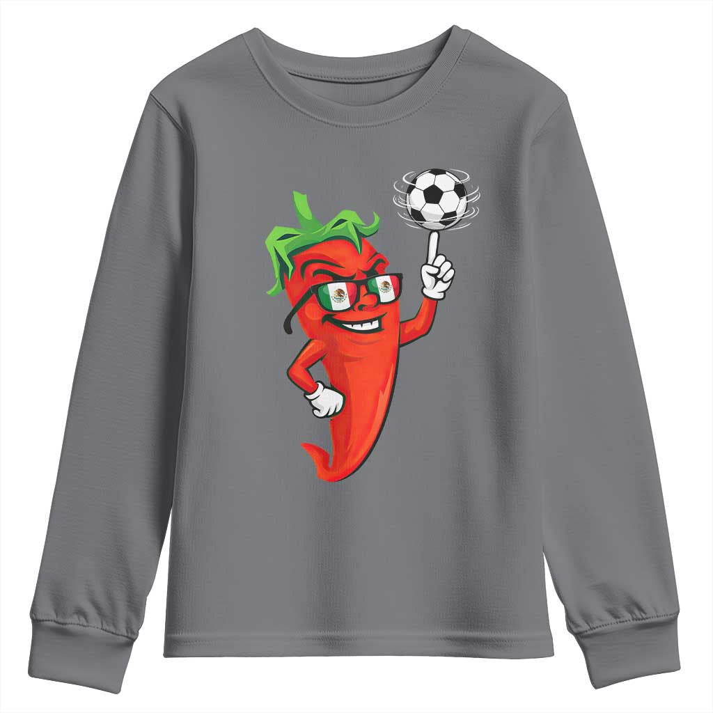 Cool Chili Pepper Soccer Player Youth Sweatshirt Mexican Spicy Food Lover