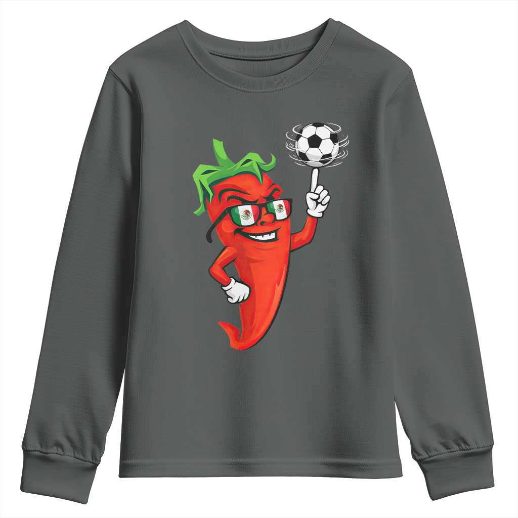 Cool Chili Pepper Soccer Player Youth Sweatshirt Mexican Spicy Food Lover