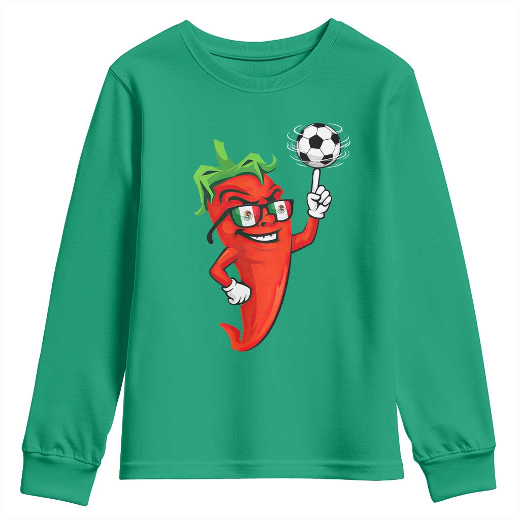 Cool Chili Pepper Soccer Player Youth Sweatshirt Mexican Spicy Food Lover