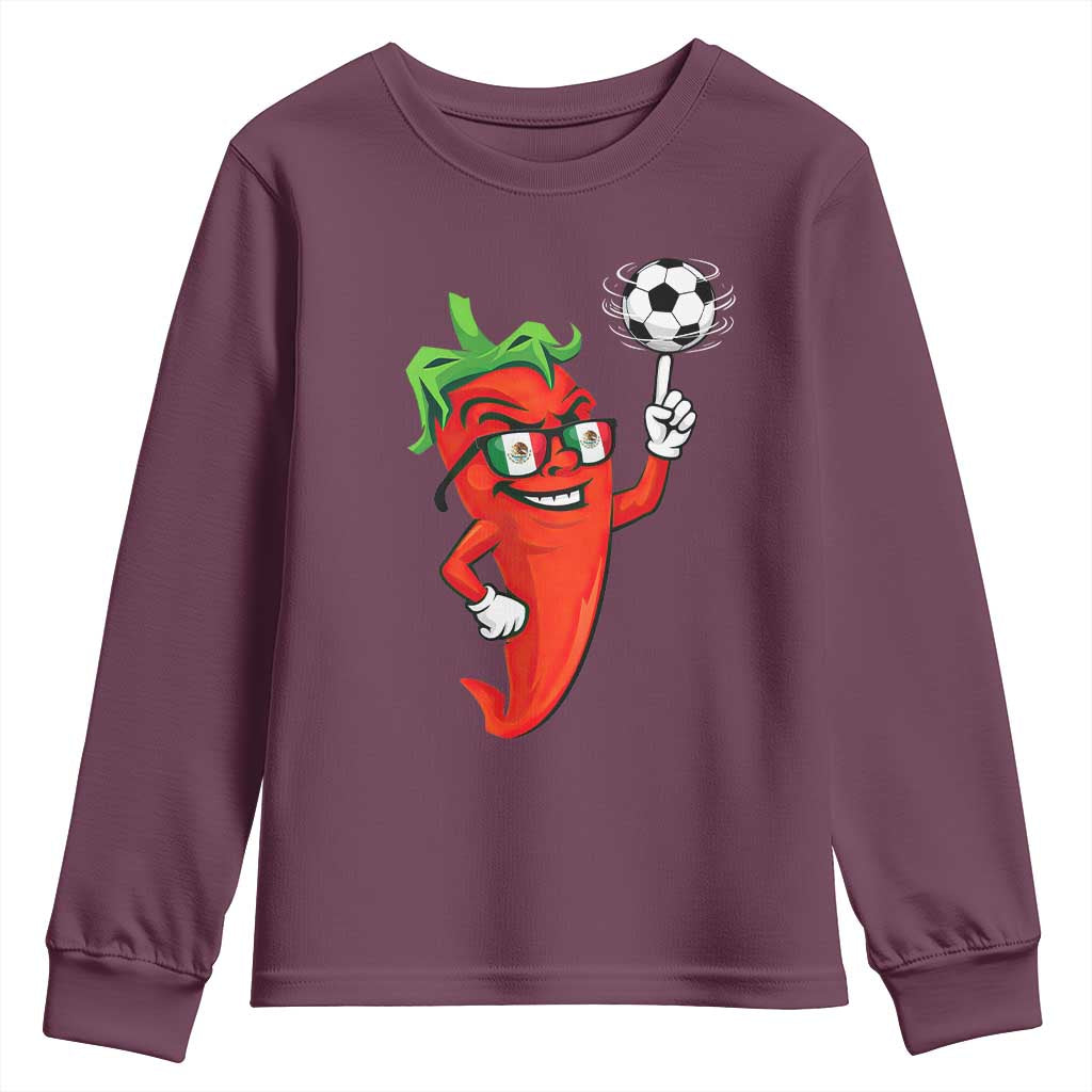 Cool Chili Pepper Soccer Player Youth Sweatshirt Mexican Spicy Food Lover