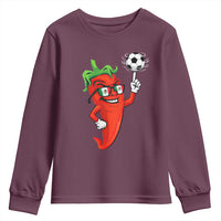 Cool Chili Pepper Soccer Player Youth Sweatshirt Mexican Spicy Food Lover