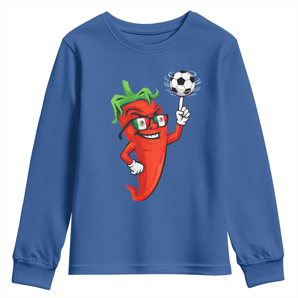 Cool Chili Pepper Soccer Player Youth Sweatshirt Mexican Spicy Food Lover