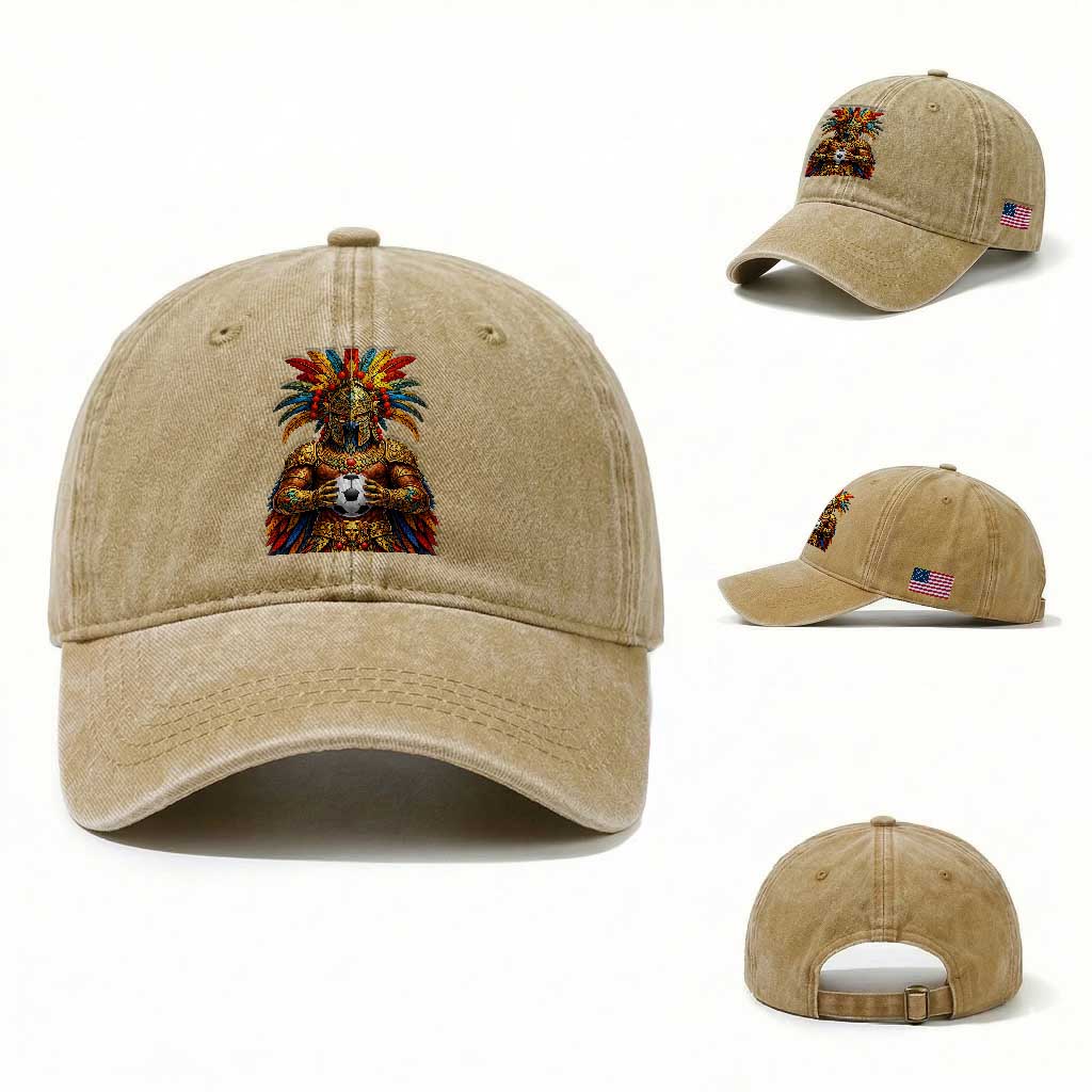 Legendary Tribal Soccer Warrior Washed Cotton Baseball Cap Football Lover