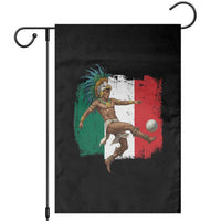 Aztec Warrior Playing Soccer Garden Flag Mexican Pride Football Fan Gift