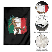 Aztec Warrior Playing Soccer Garden Flag Mexican Pride Football Fan Gift