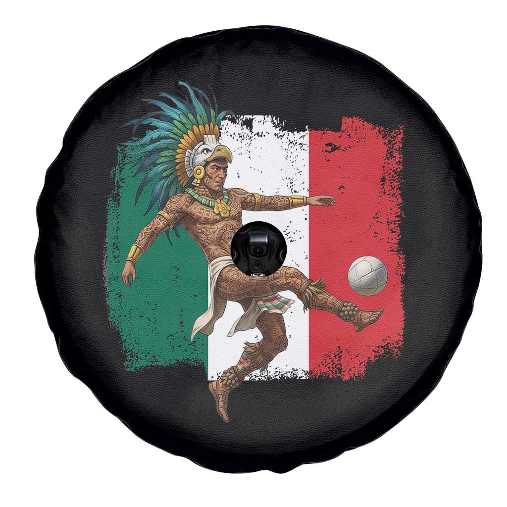 Aztec Warrior Playing Soccer Spare Tire Cover Mexican Pride Football Fan Gift