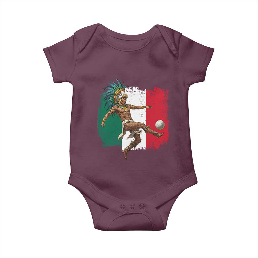 Aztec Warrior Playing Soccer Baby Onesie Mexican Pride Football Fan Gift