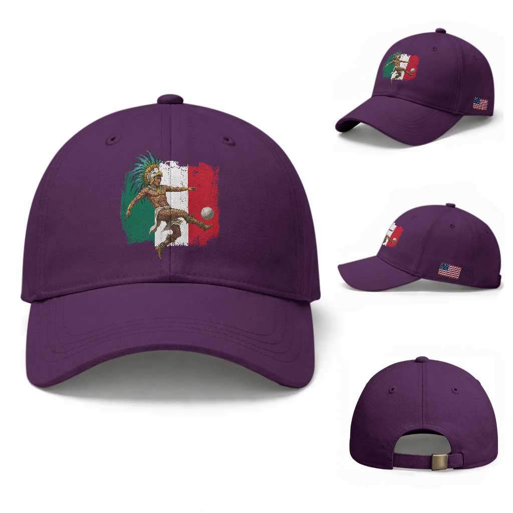 Aztec Warrior Playing Soccer Baseball Cap Mexican Pride Football Fan Gift