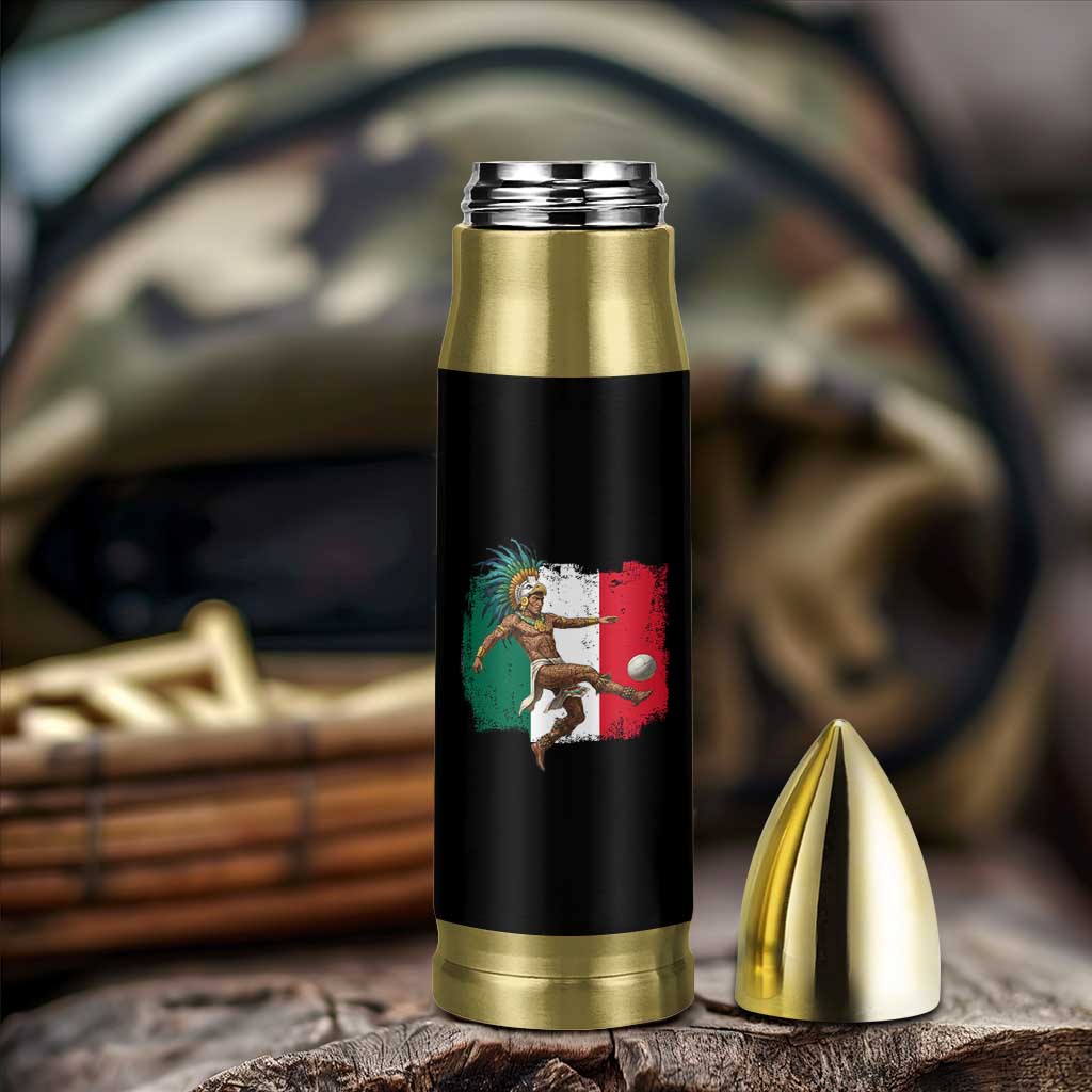 Aztec Warrior Playing Soccer Bullet Tumbler Mexican Pride Football Fan Gift
